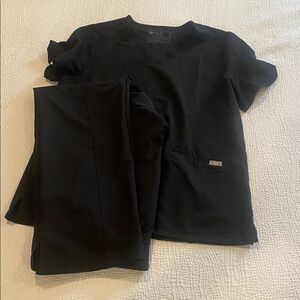 Figs Black Technical Collection Medical Scrubs - Top and Pants